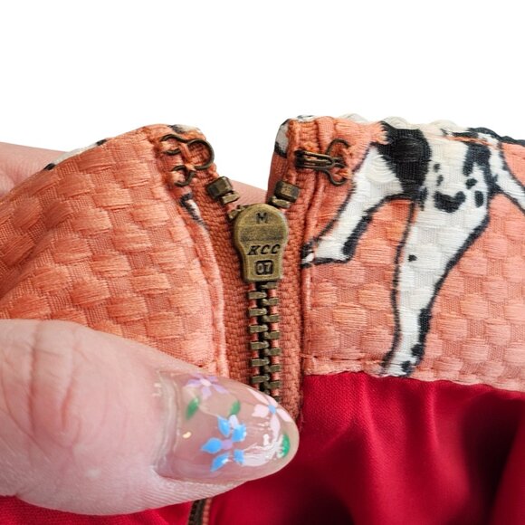 Hutch Anthropologie A-Line Red Pink Dalmatian Skirt Sz 0 - Picture 3 of 7